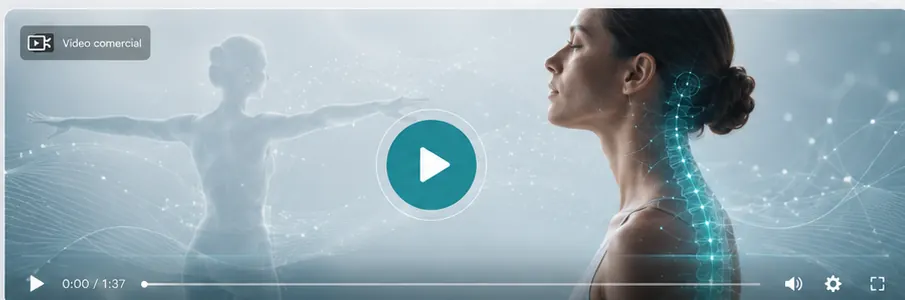 Vídeo comercial de MAD con visualización postural y mensaje de cierre del curso