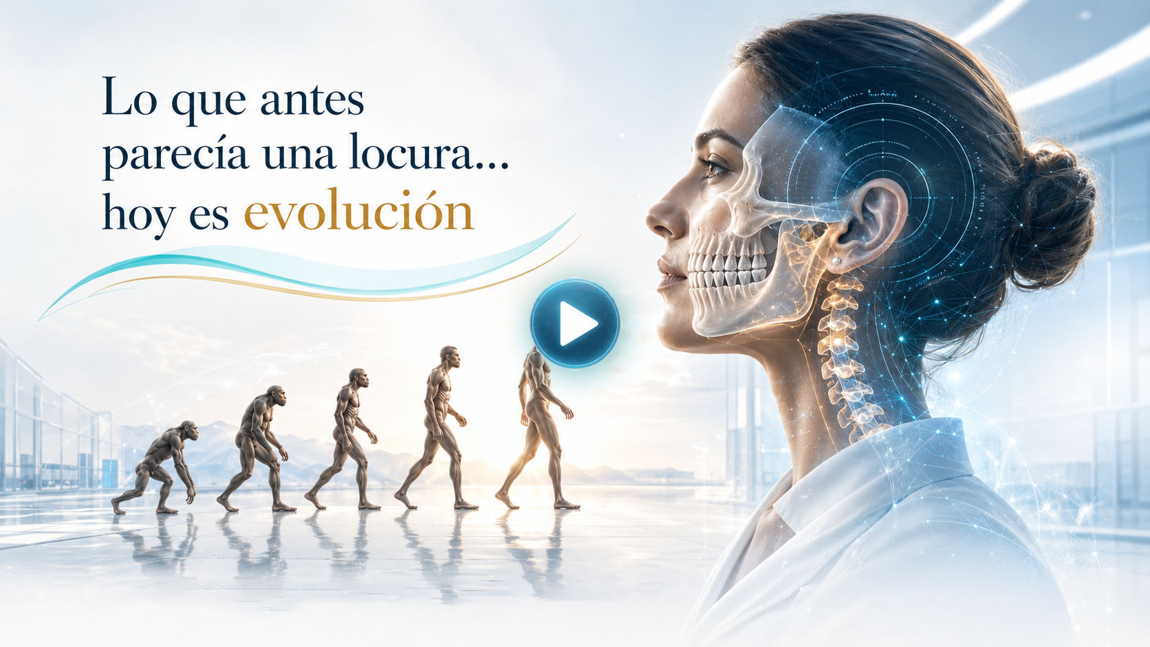Vídeo comercial de MAD con evolución, enfoque clínico y visualización craneofacial